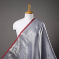 Grey - bengal fine tissue zari plain fabric 04 - handcrafted