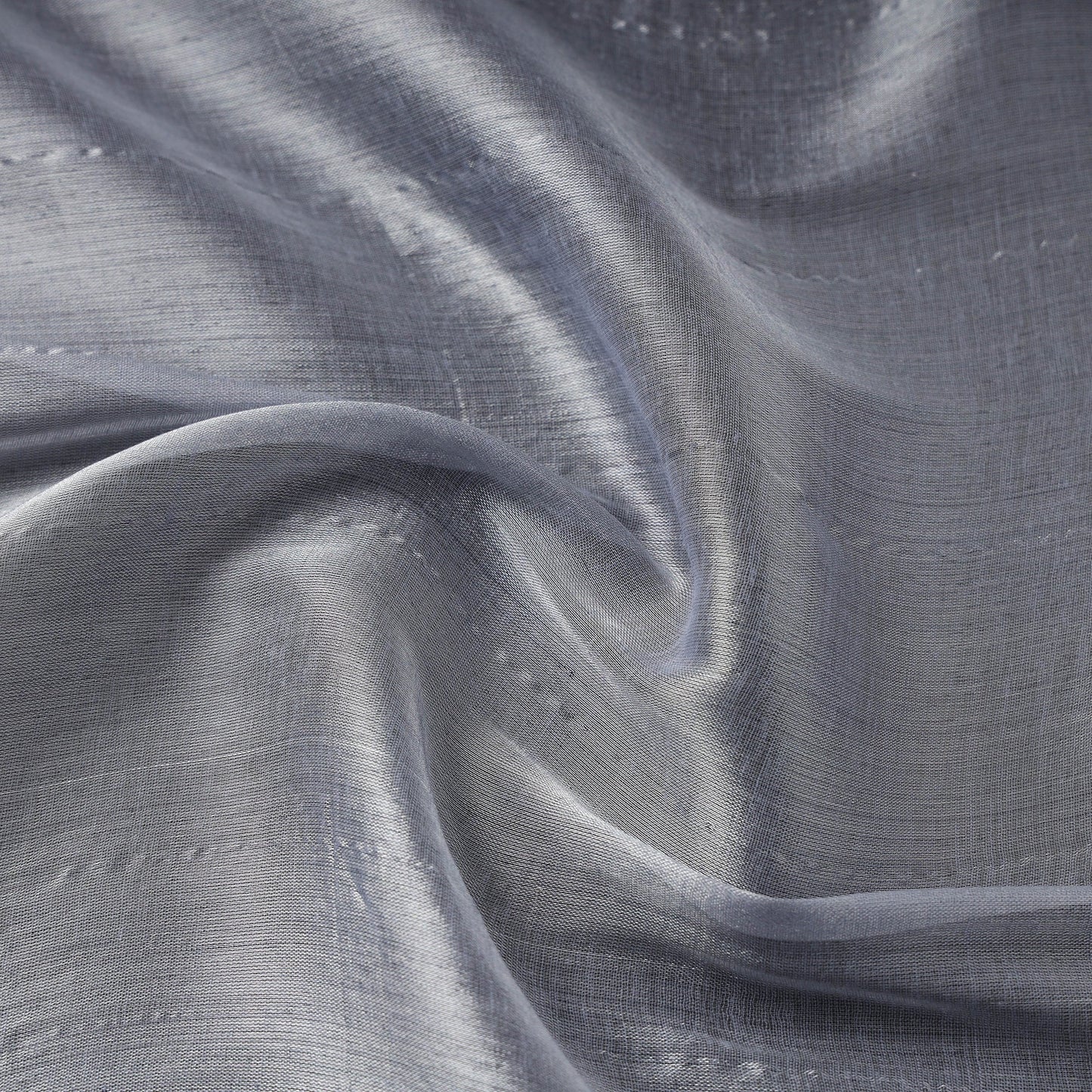 Grey - bengal fine tissue zari plain fabric 04 - handcrafted