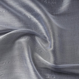 Grey - bengal fine tissue zari plain fabric 04 - handcrafted