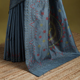 Bengal hand embroidered silk nakshi kantha saree 17