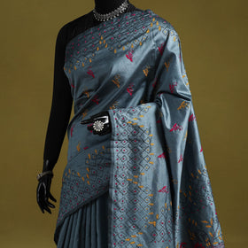 Bengal hand embroidery silk nakshi kantha saree 41