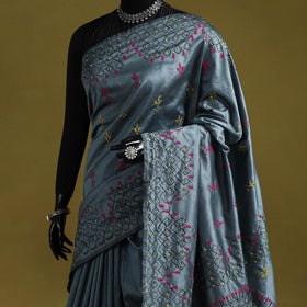 Bengal hand embroidery silk nakshi kantha saree 42