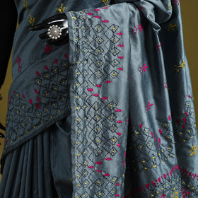 Bengal hand embroidery silk nakshi kantha saree 42