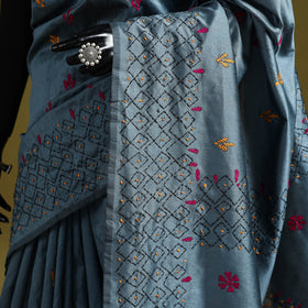 Bengal hand embroidery silk nakshi kantha saree 43