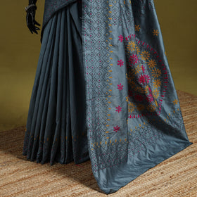 Bengal hand embroidery silk nakshi kantha saree 44