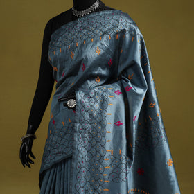 Bengal hand embroidery silk nakshi kantha saree 45