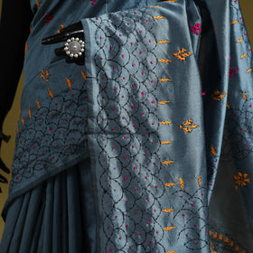 Bengal hand embroidery silk nakshi kantha saree 46