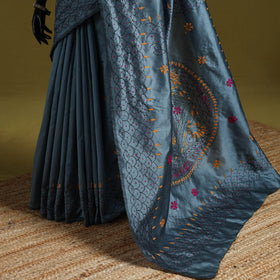 Bengal hand embroidery silk nakshi kantha saree 46