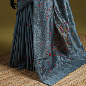 Bengal hand embroidery silk nakshi kantha saree 47