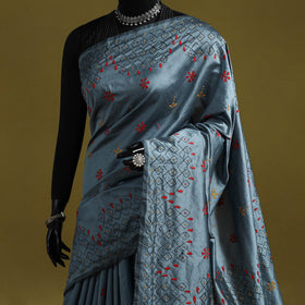 Bengal hand embroidery silk nakshi kantha saree 47