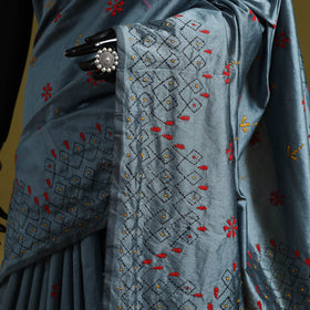 Bengal hand embroidery silk nakshi kantha saree 47