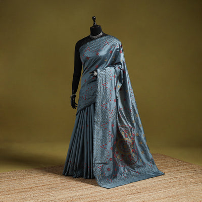 Bengal hand embroidery silk nakshi kantha saree 47