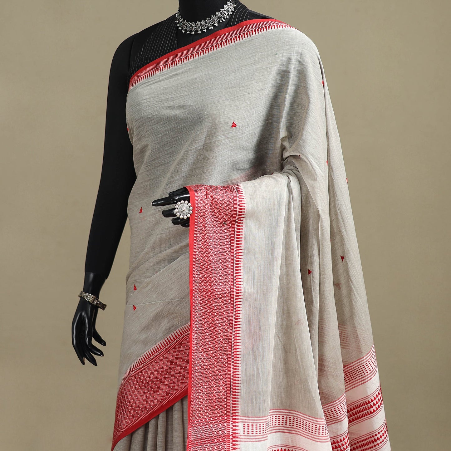 Grey - bengal handwoven cotton begumpuri saree 13