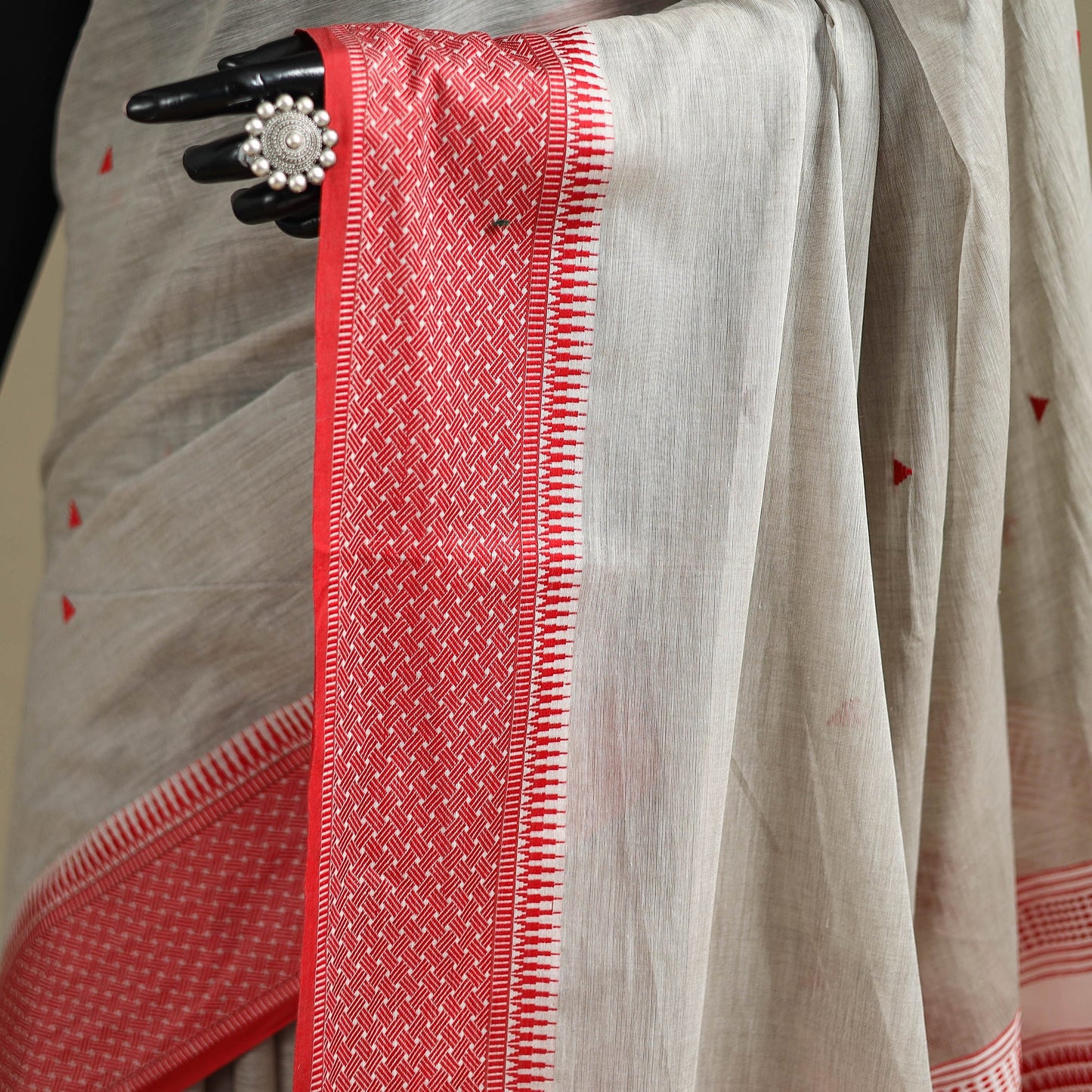 Grey - bengal handwoven cotton begumpuri saree 13