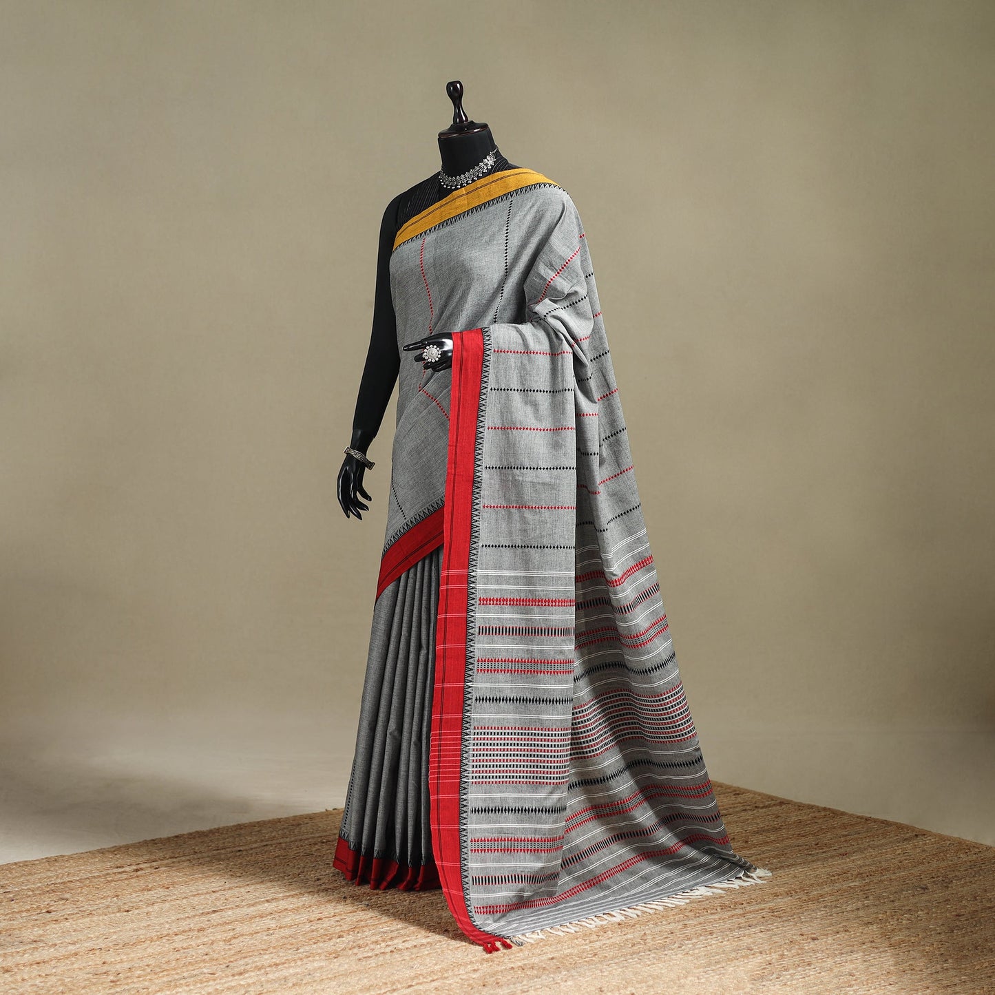 Grey - bengal handwoven cotton begumpuri saree 15