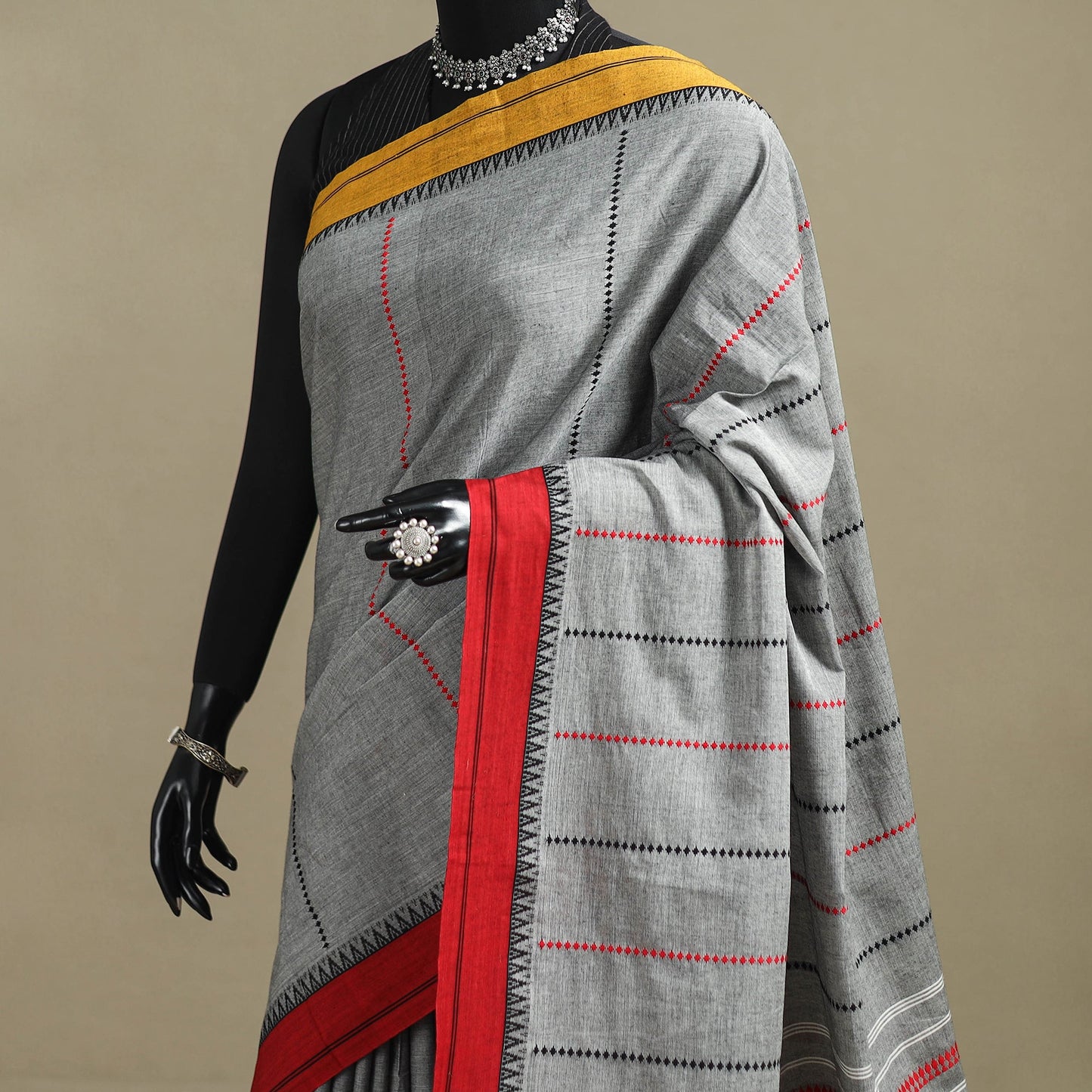 Grey - bengal handwoven cotton begumpuri saree 15