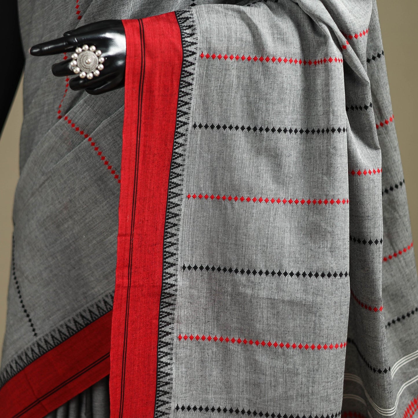 Grey - bengal handwoven cotton begumpuri saree 15