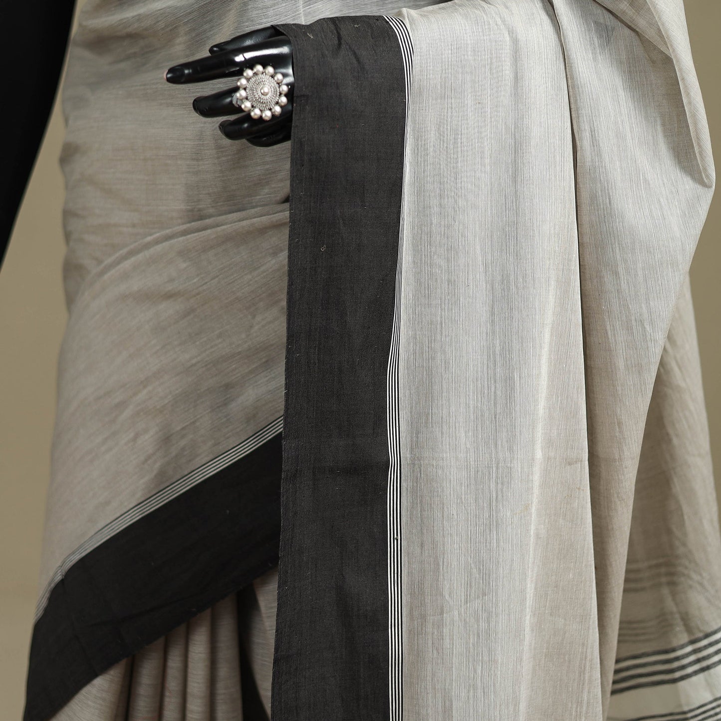 Grey - bengal handwoven cotton begumpuri saree 18