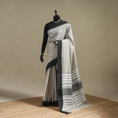 Grey - bengal handwoven cotton begumpuri saree 18