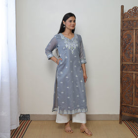  Bengal Jamdani Silk Cotton Kurta with Dupatta Set 06 