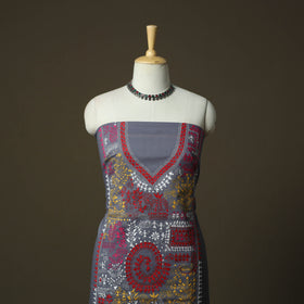 Bengal kantha hand embroidered cotton unstitched kurta