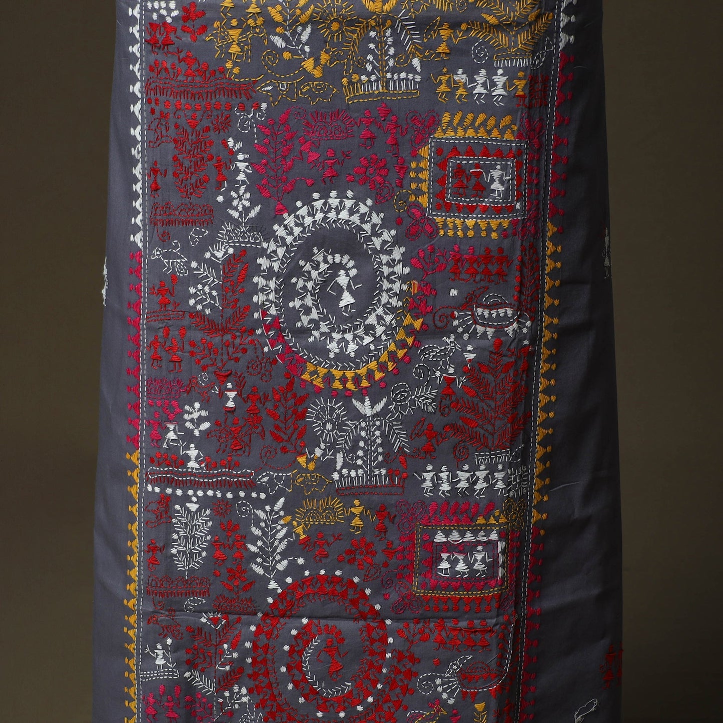 Bengal kantha hand embroidered cotton unstitched kurta