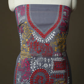 Bengal kantha hand embroidered cotton unstitched kurta