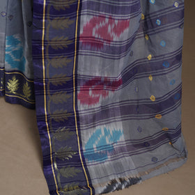 Grey - bengali tant saree with matching jewellery & blouse