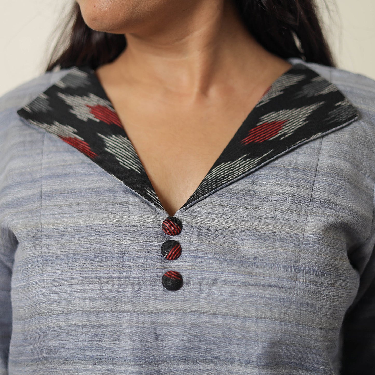 Grey - bhagalpuri handwoven desi tussar silk straight kurta