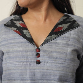 Grey - bhagalpuri handwoven desi tussar silk straight kurta