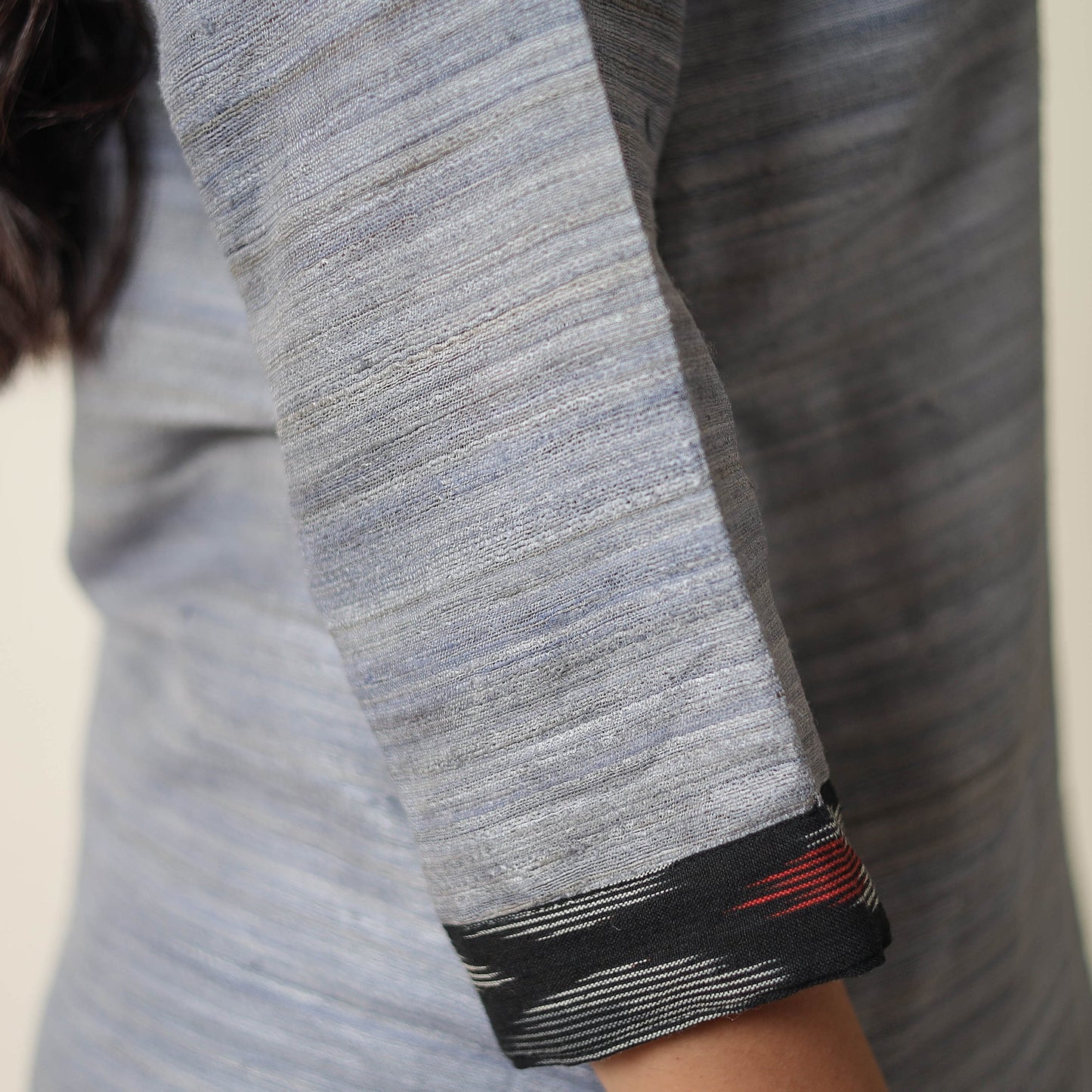 Grey - bhagalpuri handwoven desi tussar silk straight kurta