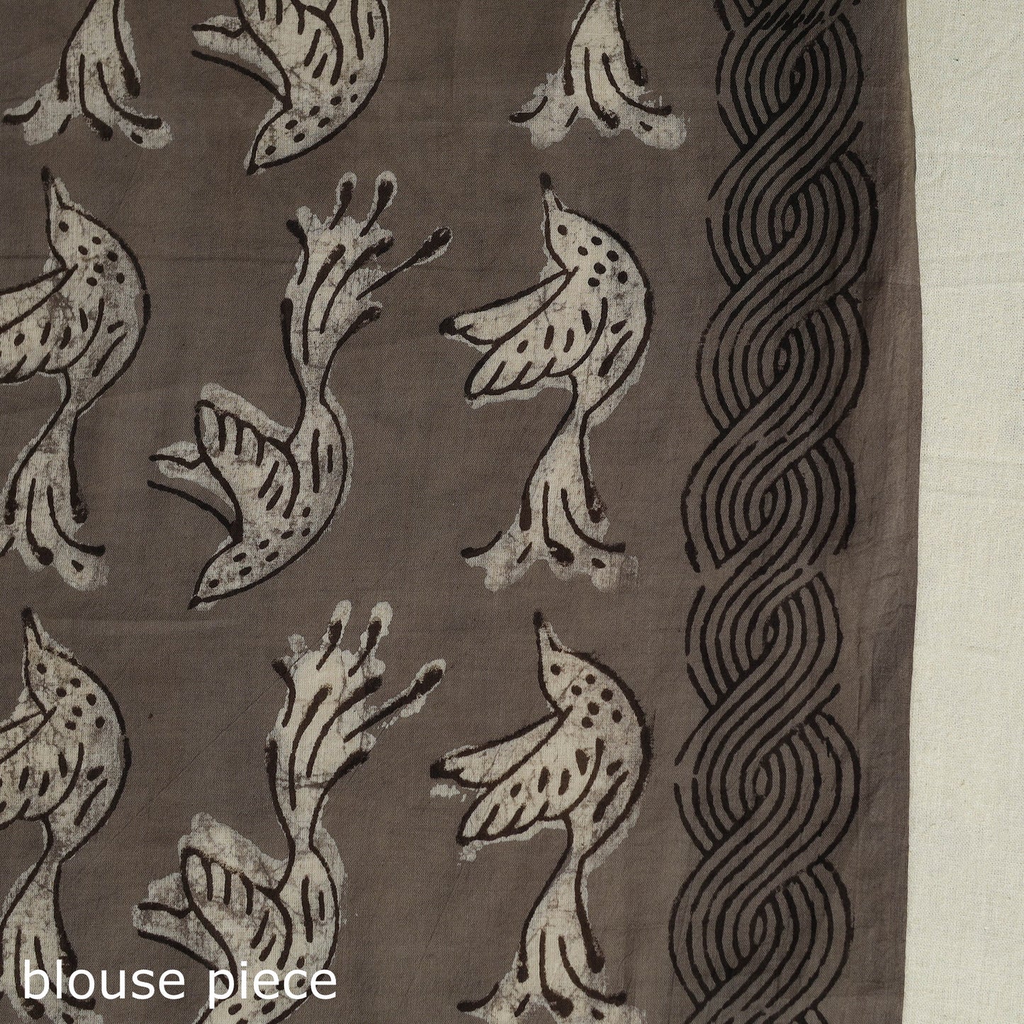 Buy Grey Bindaas Art Natural Dyed Cotton Block Print Saree