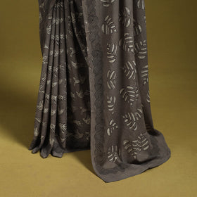 Grey - bindaas art natural dyed cotton saree 05