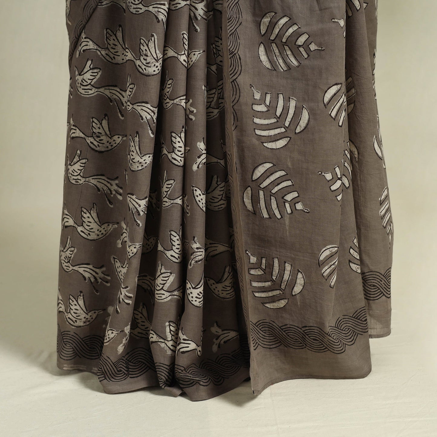 Buy Grey Bindaas Art Natural Dyed Cotton Block Print Saree