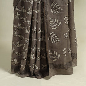 Buy Grey Bindaas Art Natural Dyed Cotton Block Print Saree