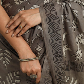Buy Grey Bindaas Art Natural Dyed Cotton Block Print Saree