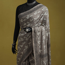 Grey - bindaas art natural dyed cotton saree 05