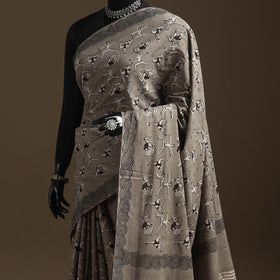 Grey - bindaas art natural dyed cotton saree 06