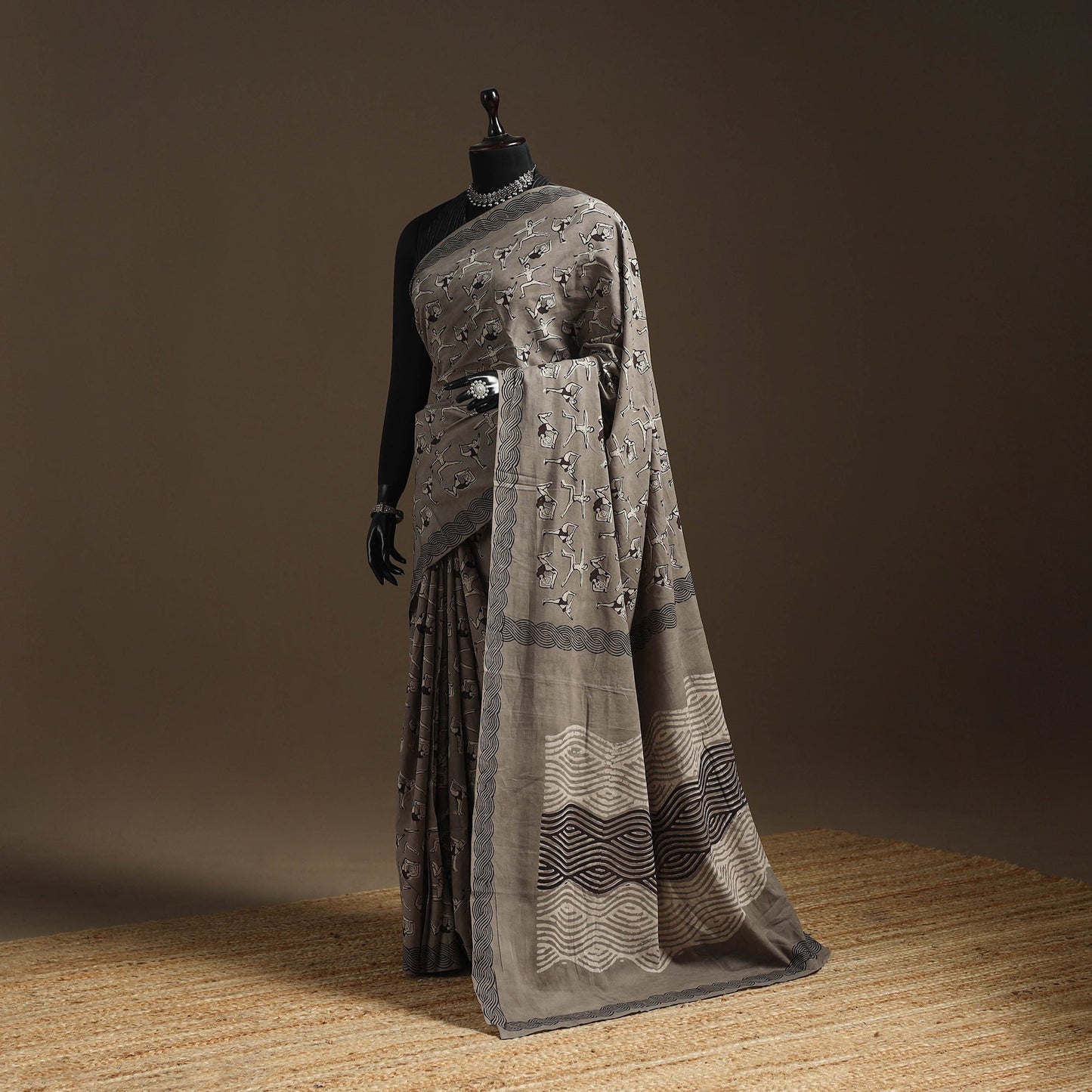 Grey - bindaas art natural dyed cotton saree 06