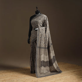 Grey - bindaas art natural dyed cotton saree 06