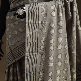 Grey - bindaas art natural dyed cotton saree 09