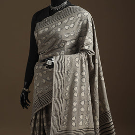 Grey - bindaas art natural dyed cotton saree 09