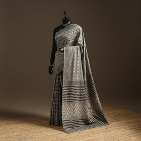 Grey - bindaas art natural dyed cotton saree 09