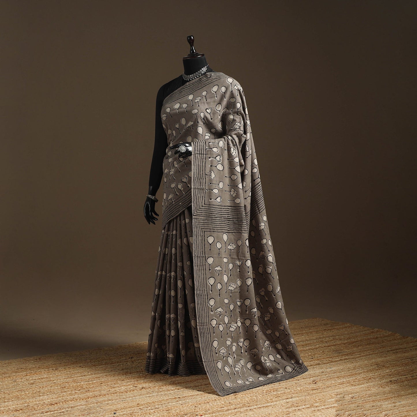 Grey - bindaas art natural dyed cotton saree 10