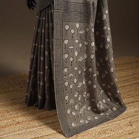 Grey - bindaas art natural dyed cotton saree 10