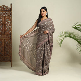  Grey Bindaas Art Natural Dyed Cotton Block Print Saree
