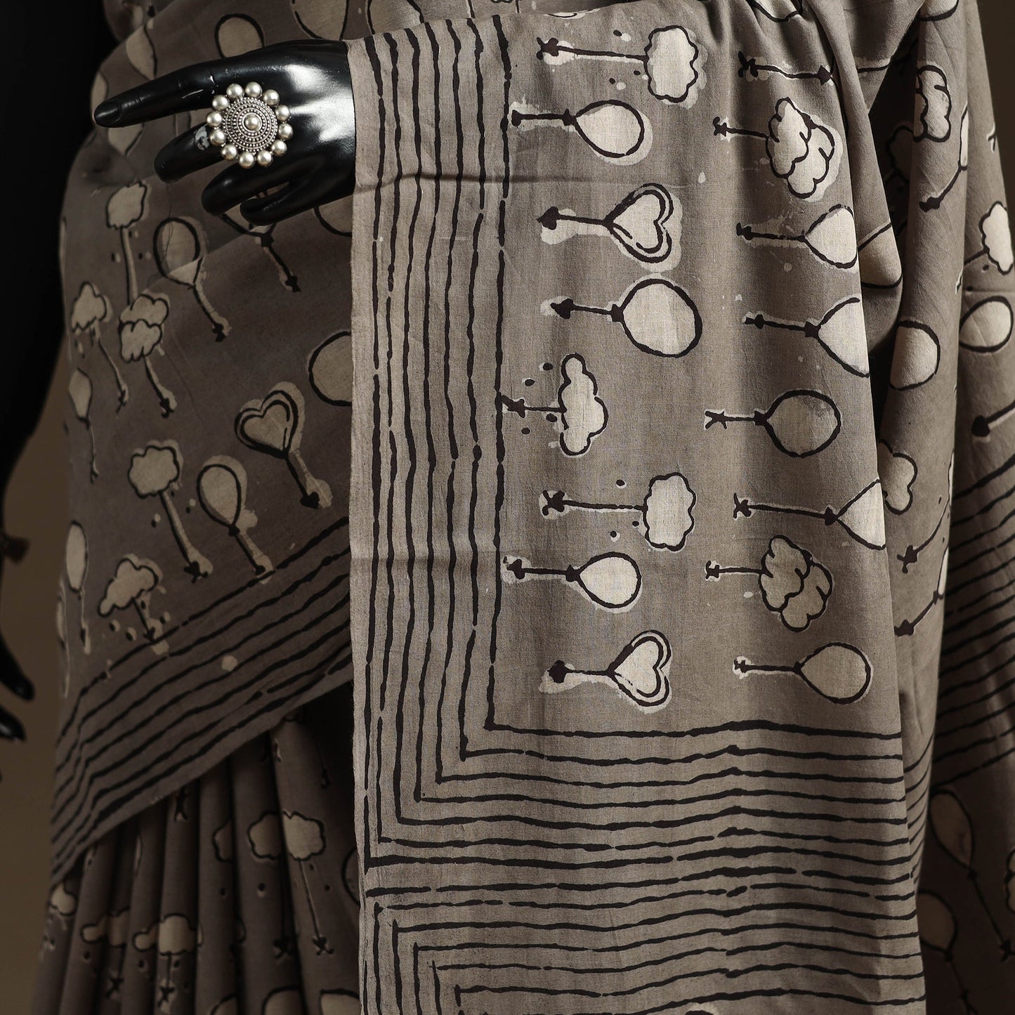 Grey - bindaas art natural dyed cotton saree 10