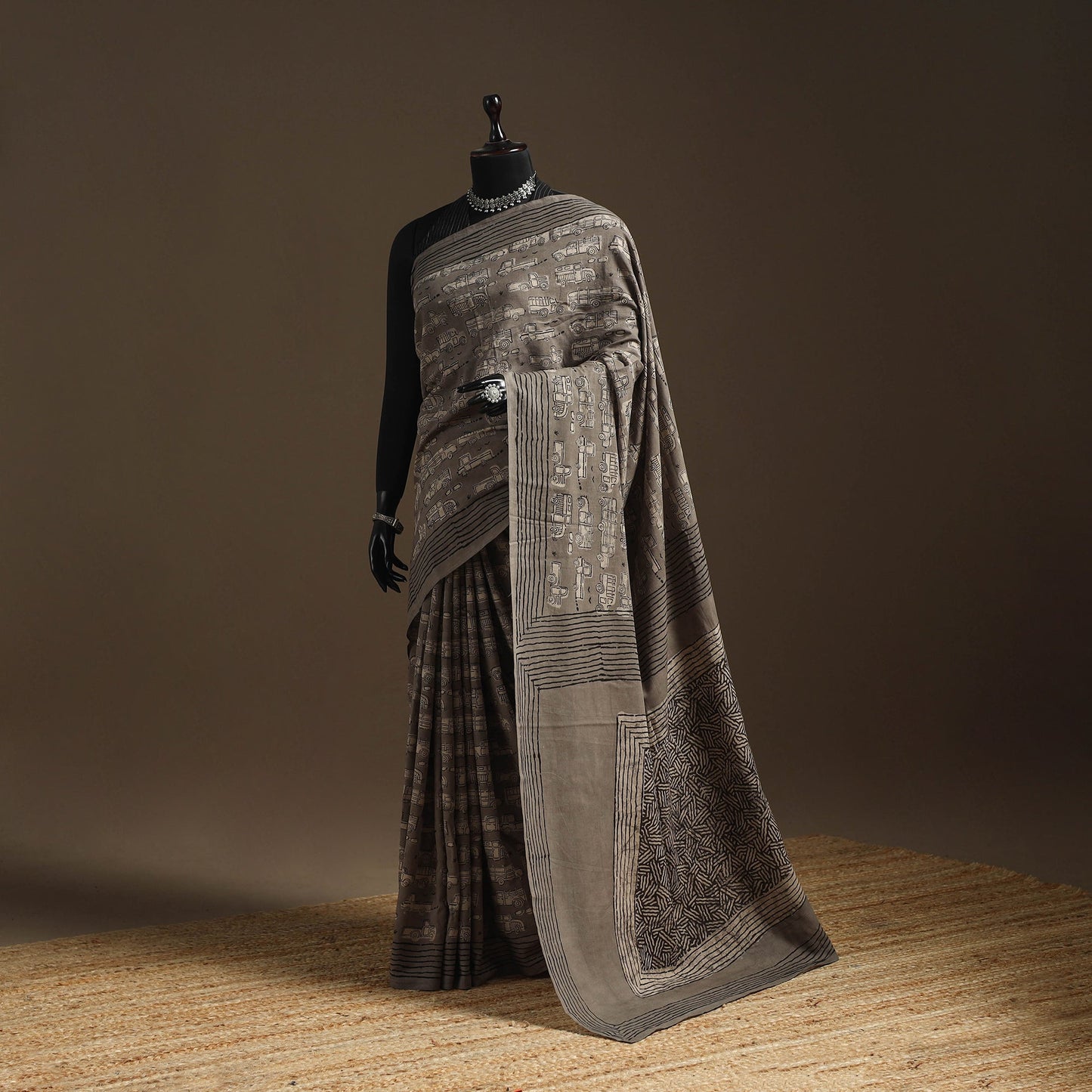 Grey - bindaas art natural dyed cotton saree 14