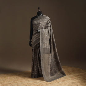 Grey - bindaas art natural dyed cotton saree 14