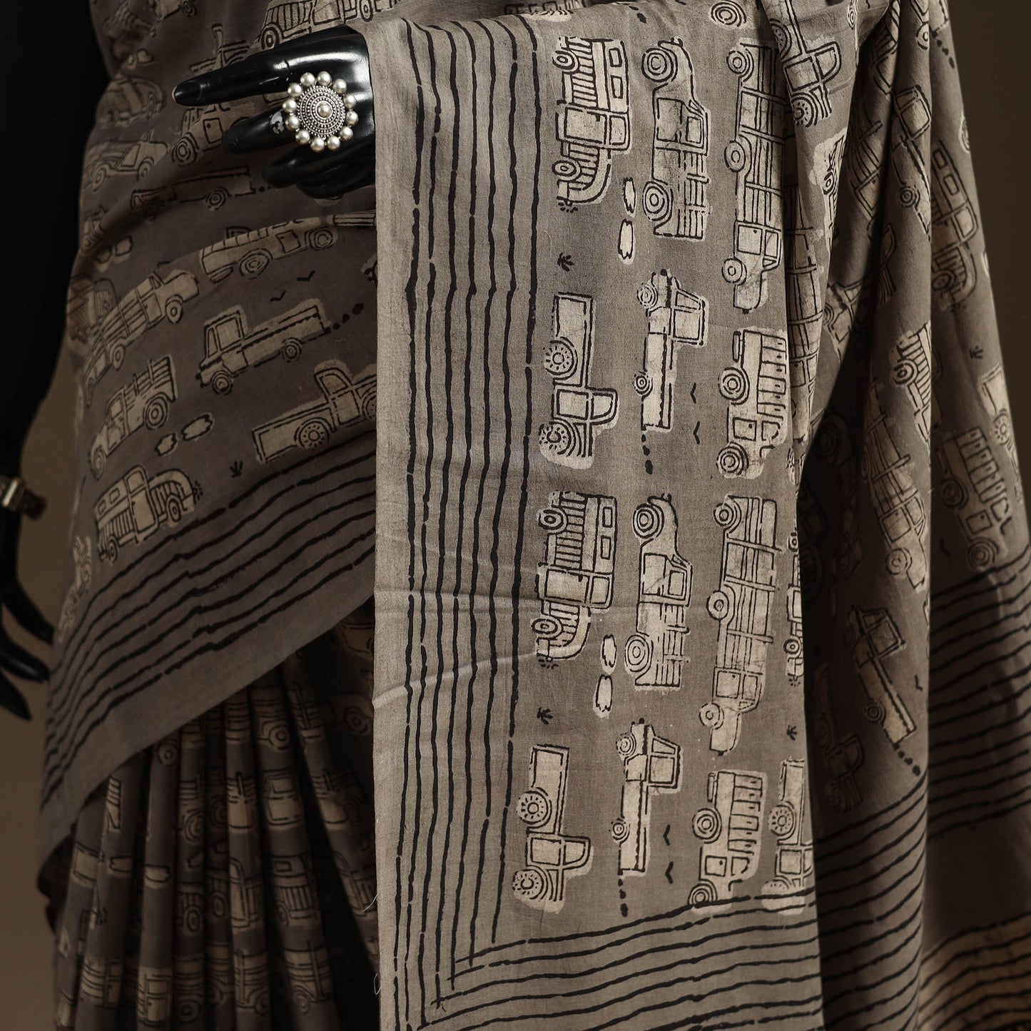 Grey - bindaas art natural dyed cotton saree 14